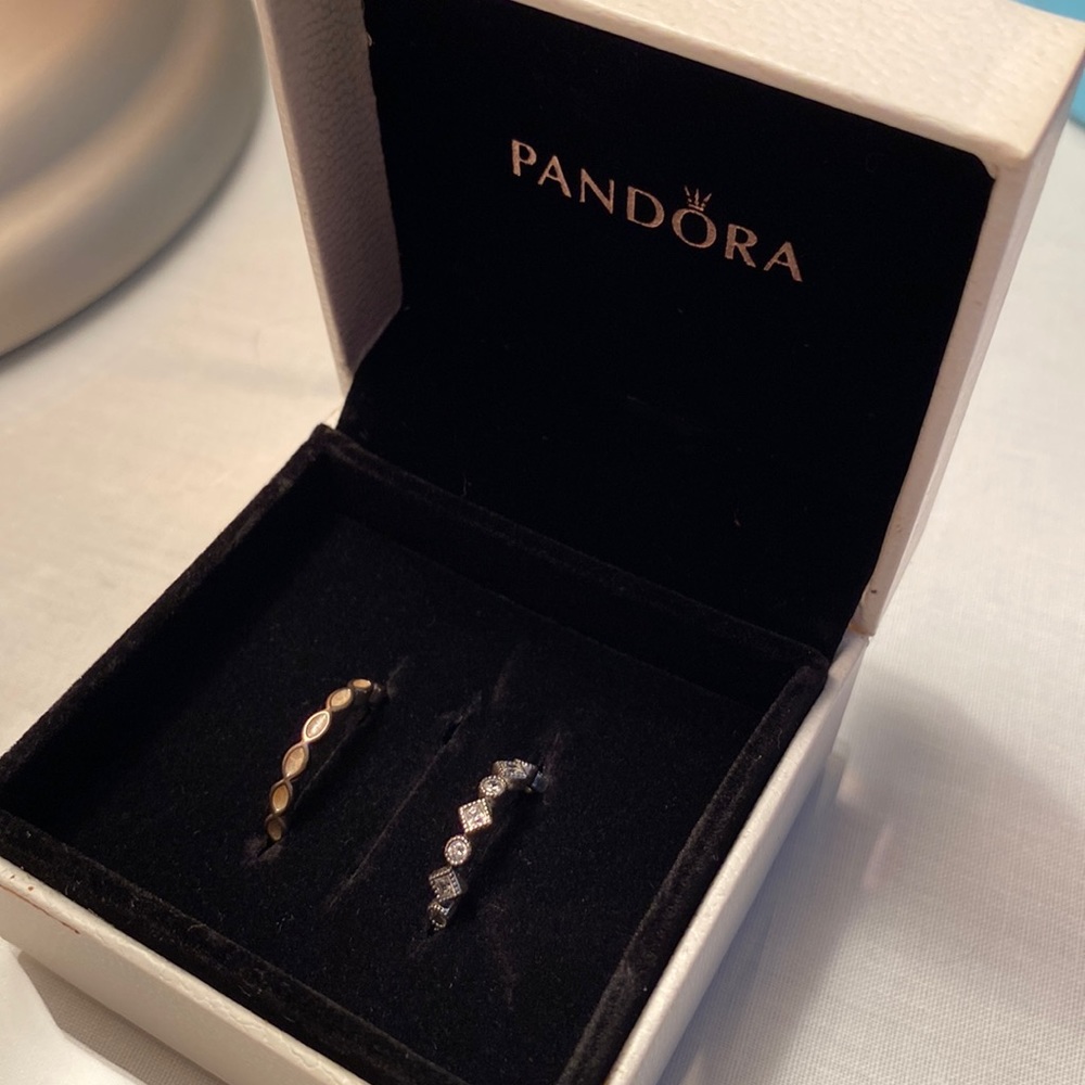 Set of Pandora Stackable Rings- Sz 5
